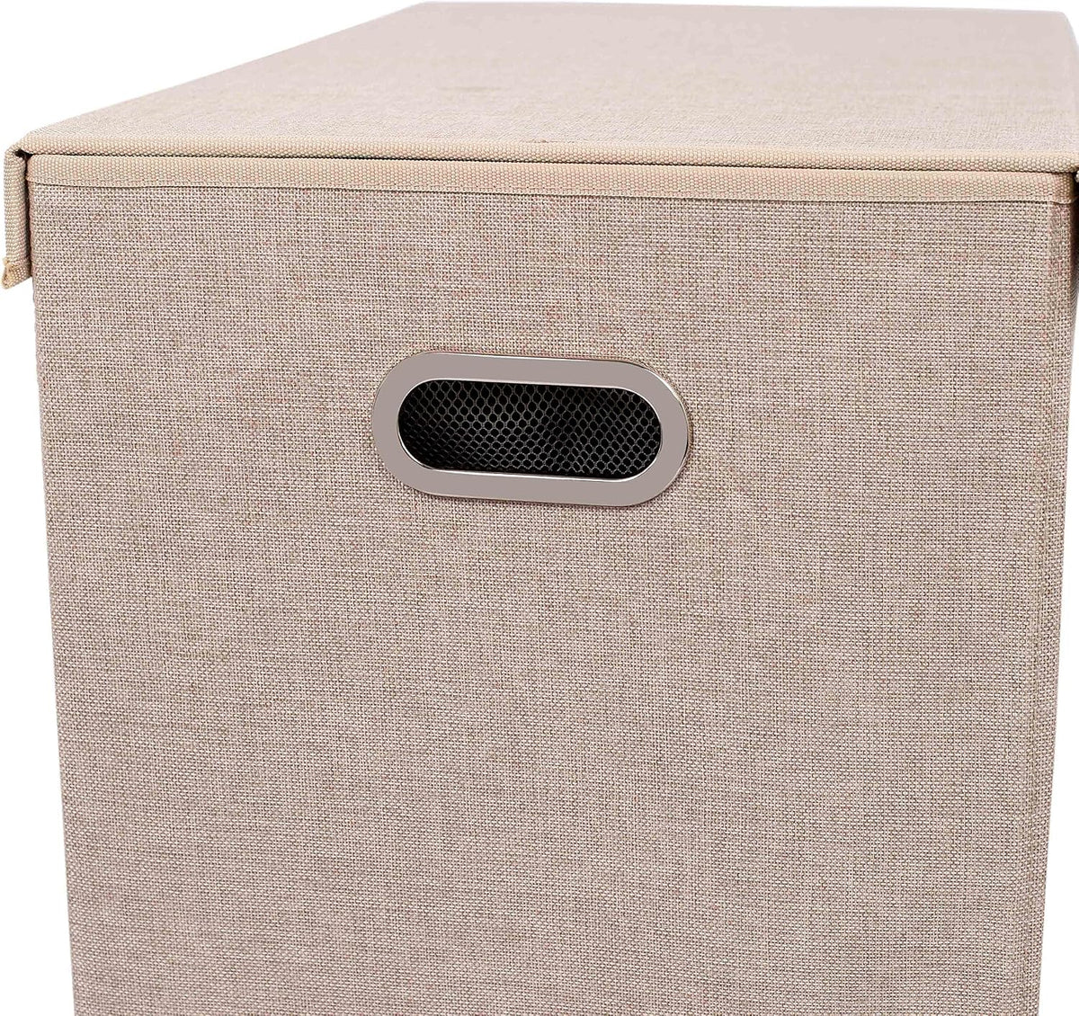 BIRDROCK HOME Tall Double Laundry Hamper with Lid, Cream, 25.75”